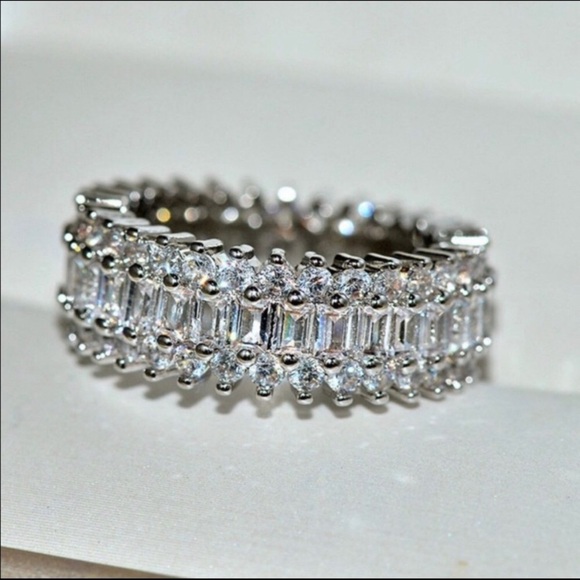 Jewelry - Emerald Cut Silver Eternity Ring
